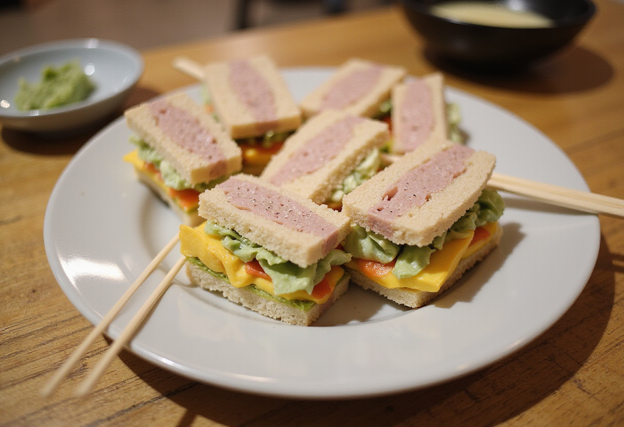 Des onigirazu finis présentés avec élégance, idéaux pour savourer des plaisirs de sandwich sushi.