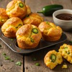 Finished popovers au jalapeño et cheddar, fluffy and delicious, perfect for savory snack occasions.