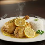 Un plat de poulet au citron fini, parfait pour un repas rapide de cuisine asiatique.