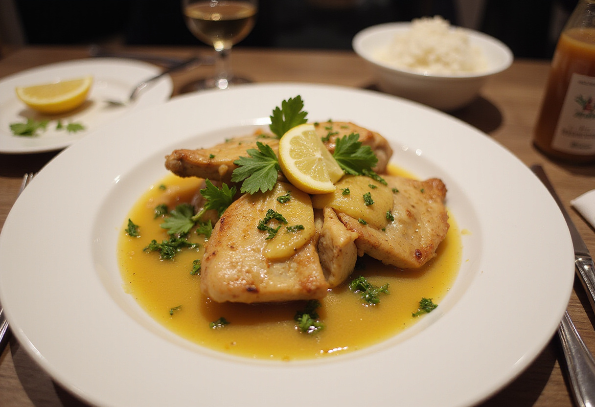 Un plat de poulet au citron fini, parfait pour un repas rapide de cuisine asiatique.