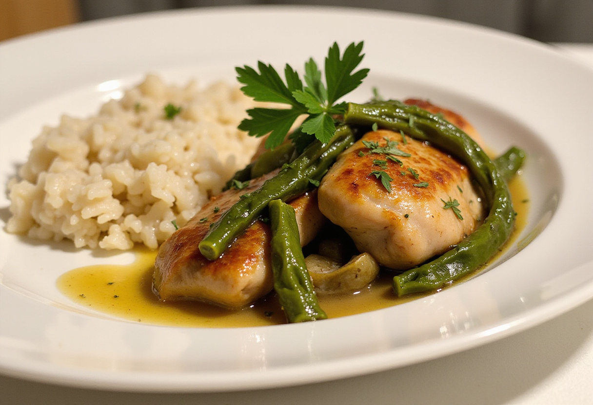 Delicious poulet aux épinards et à la crème served elegantly with rice, perfect for any dinner table.