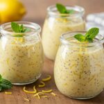 Deliciously creamy pudding au citron with chia seeds, garnished and ready to enjoy.