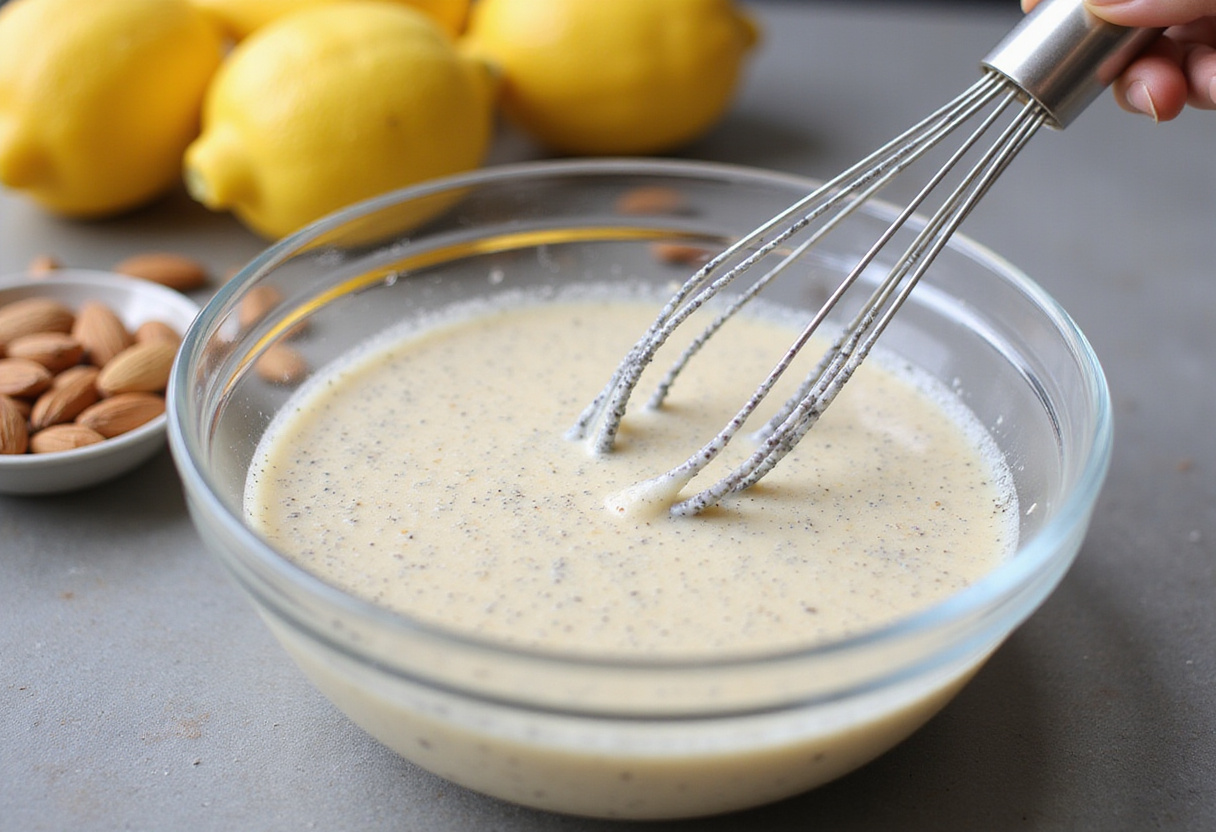 Fouetter le mélange de graines de chia pour une recette de pudding au citron crémeux.