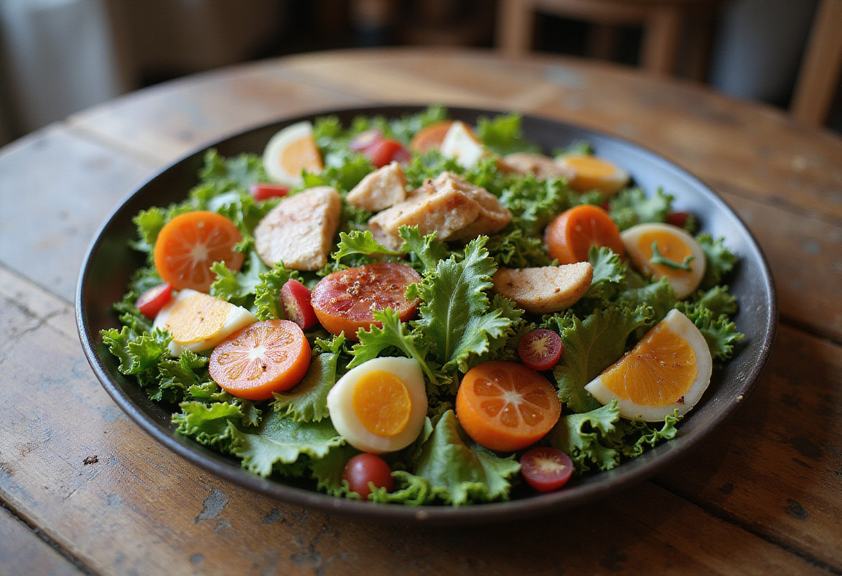 Plat de salade froide fini, parfait pour les repas d'été.