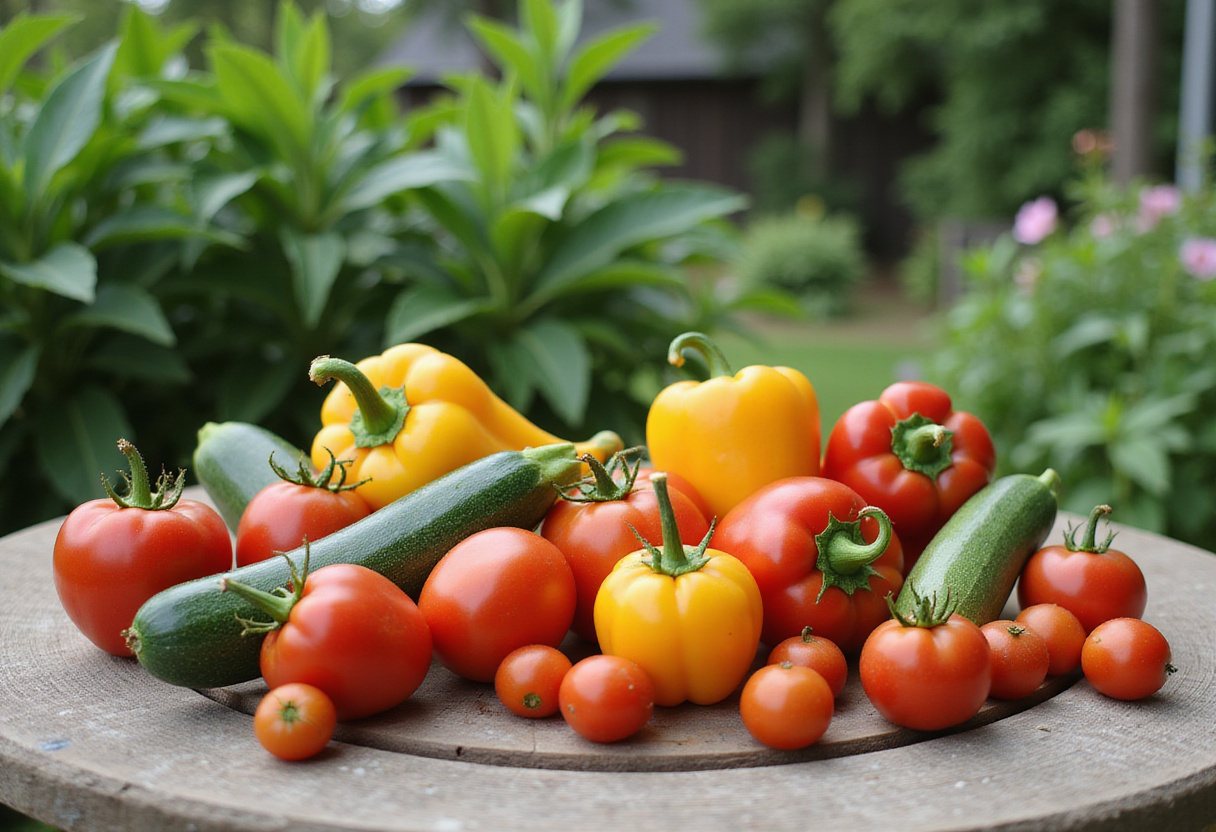 Légumes frais du jardin préparés pour des recettes d'été savoureuses.