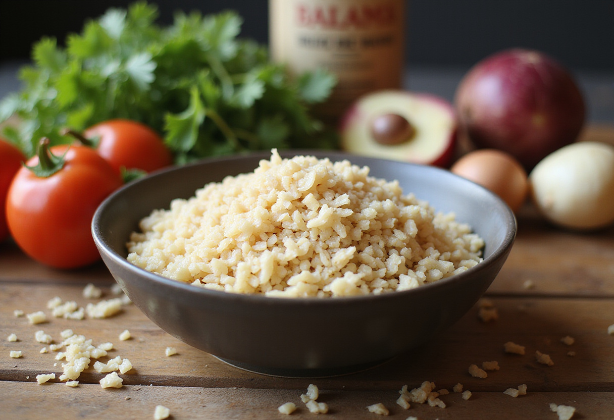 Crispy rice ready for seasoning in the recipe de riz croustillant.