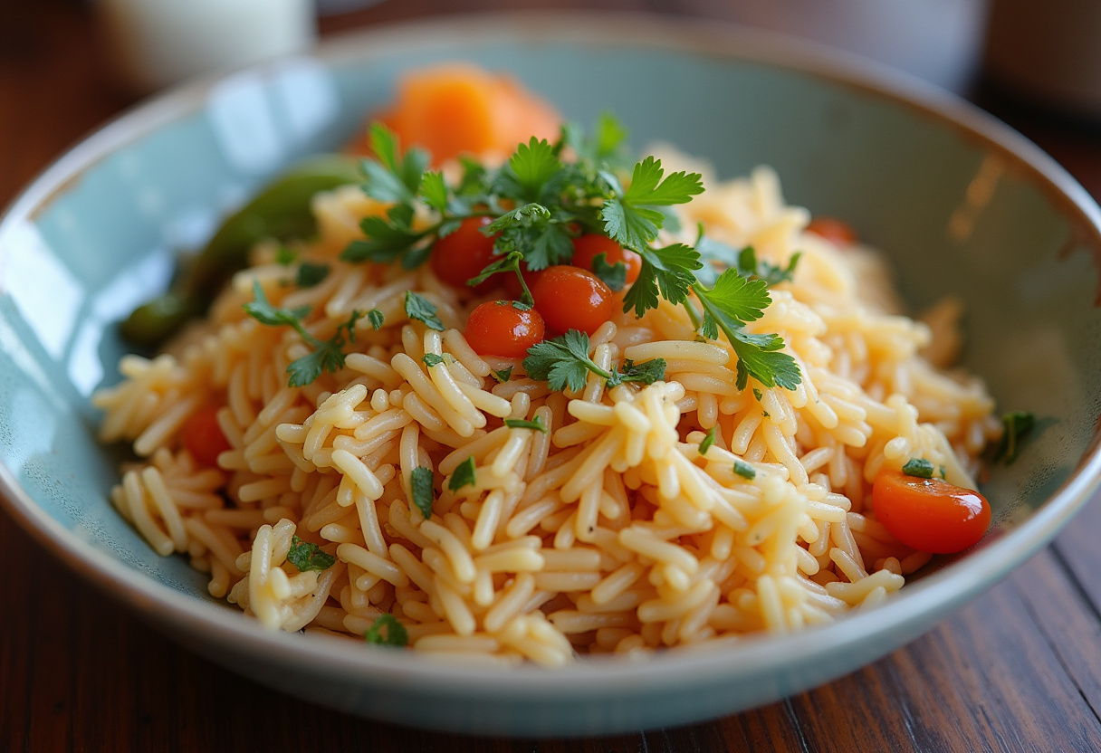 Délicieux riz croustillant avec thon épicé ou crevettes épicées, magnifiquement garni pour un repas parfait.