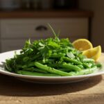 Finished salade de haricots elegantly presented, perfect for a healthy meal or gathering.