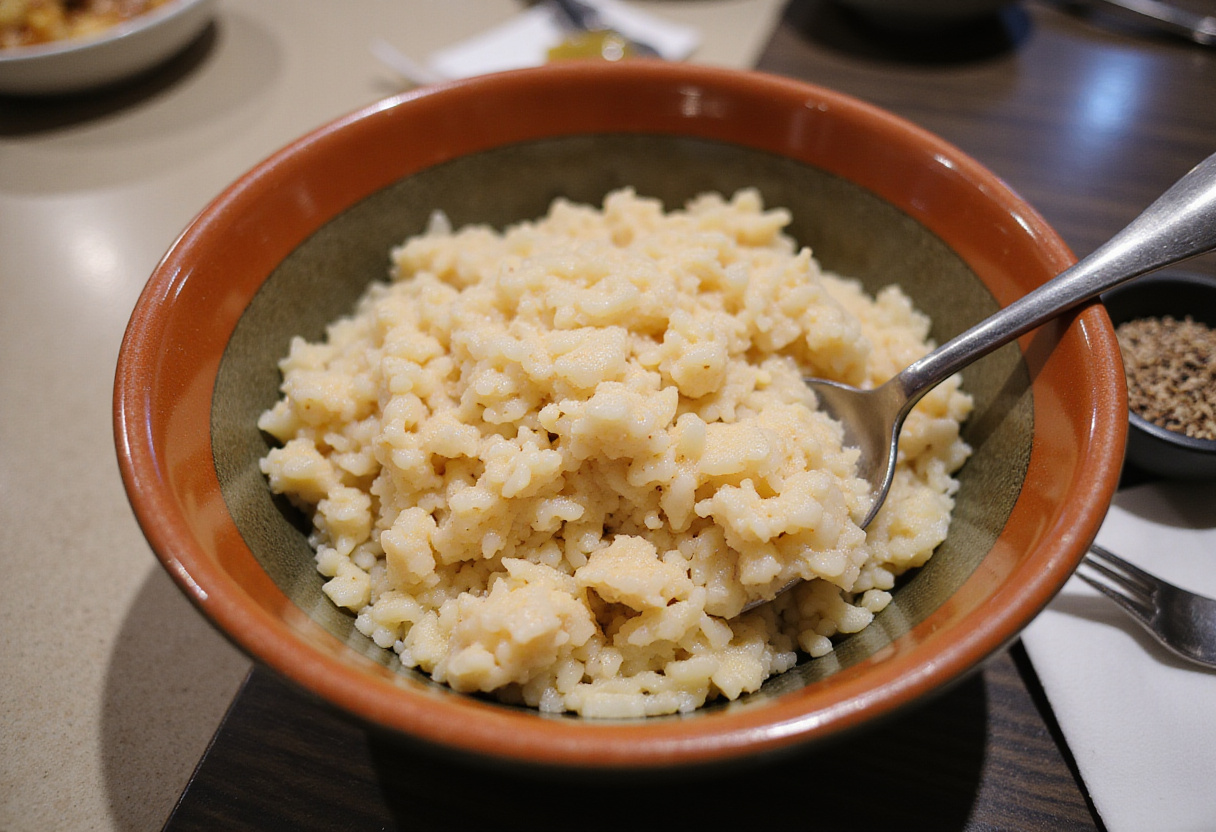 Préparation du riz à sushi assaisonné avec du vinaigre de riz et des graines de sésame pour les tacos de sushi.
