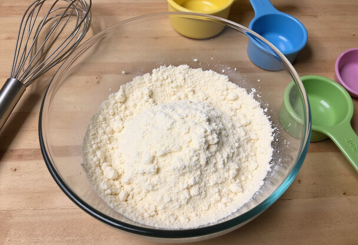 Mélange de farine sans gluten et de noix de coco pour la tarte à la citrouille sans gluten.