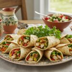 Platter of wraps de poulet méditerranéen displayed enticingly for a delightful meal.